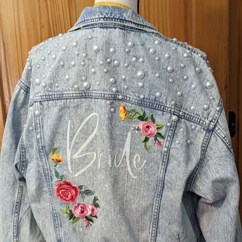 Oversized Jean Jacket for Future Bride/Wedding/Bachelorette/Bridal size Small